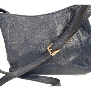 Michael Kors Medium Navy Blue Subtle Leather Shoulder Crossbody Bag Outside Pock
